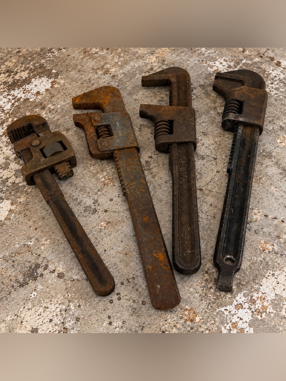 Vintage Moore Drop Forging Wrench Lot 4 Adjustable Monkey Tools 7-9” USA